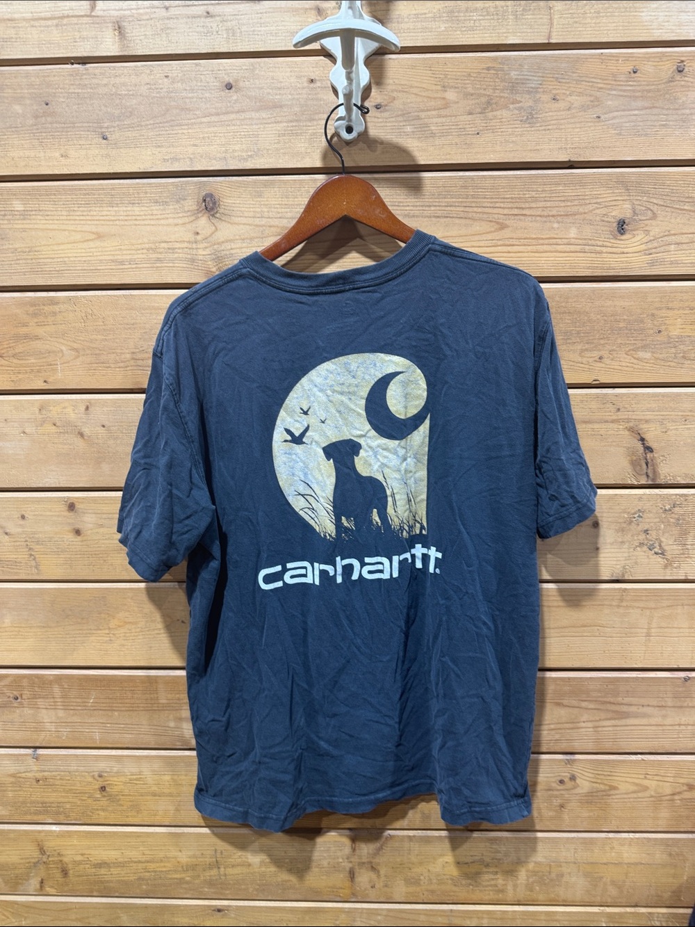 Carhartt Black Short-Sleeve Tee with Moonlit Dog Graphic